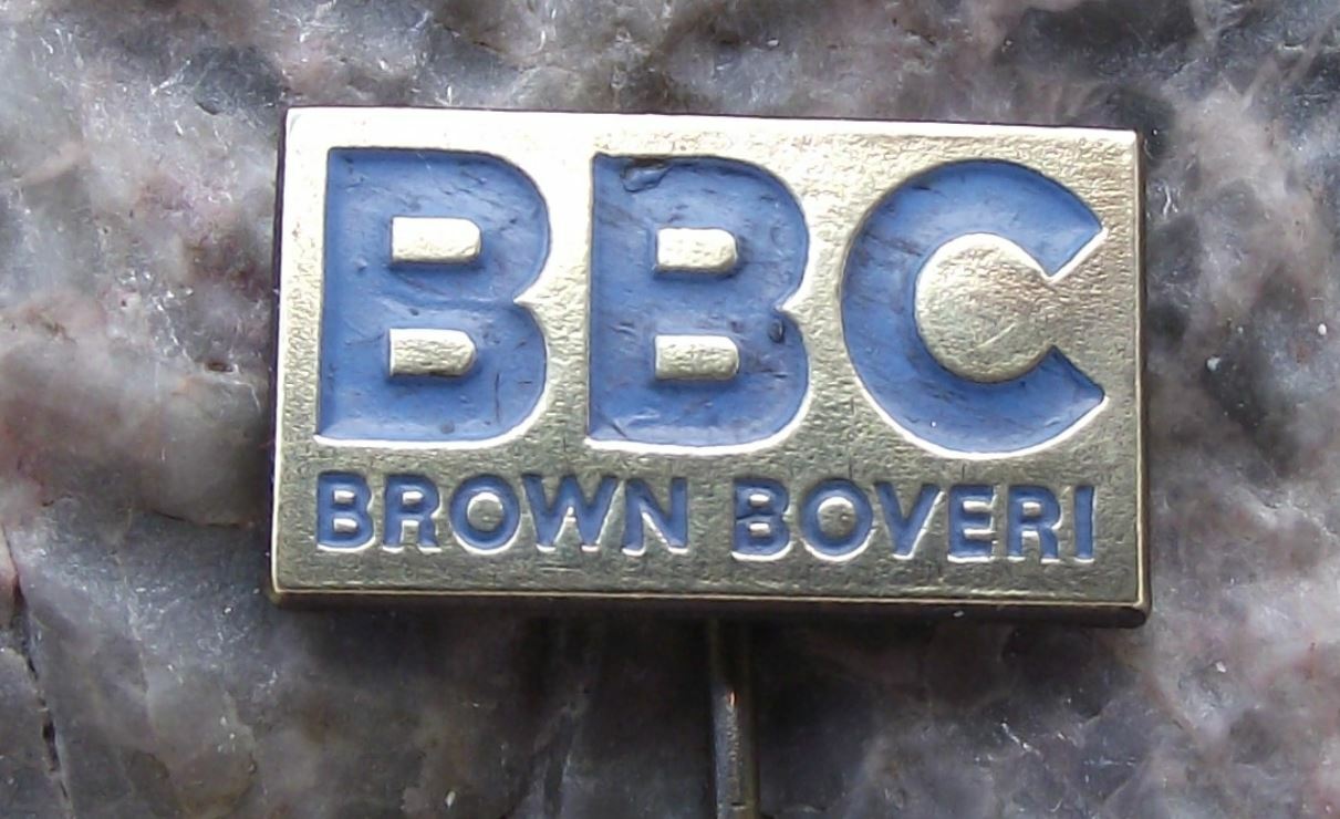 Vintage BBC Brown Boveri Swiss Engineering Steam Turbines and Motors Pin Badge