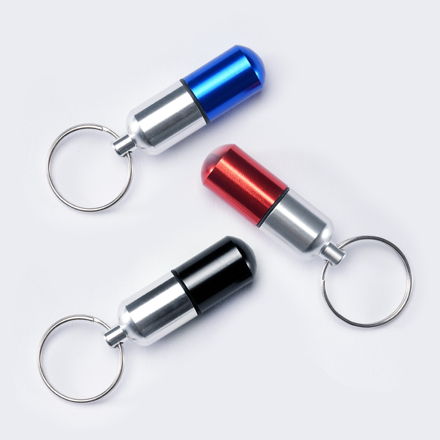 2 Pack Medicine Pill Bottle Portable Container Holder Keychain Waterproof Blue