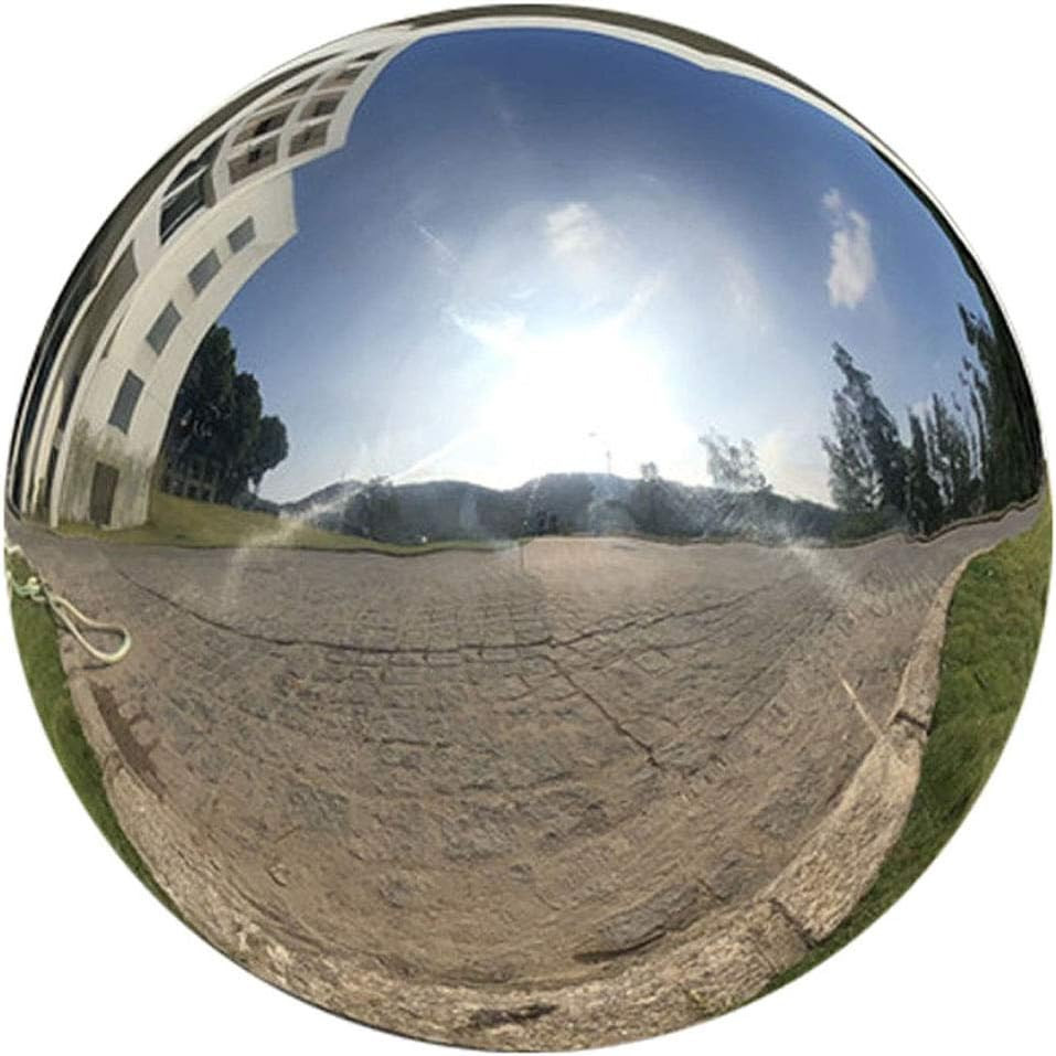 8 Inch Diameter Gazing Ball,Silver Stainless Steel Polished Reflective Smooth Ga