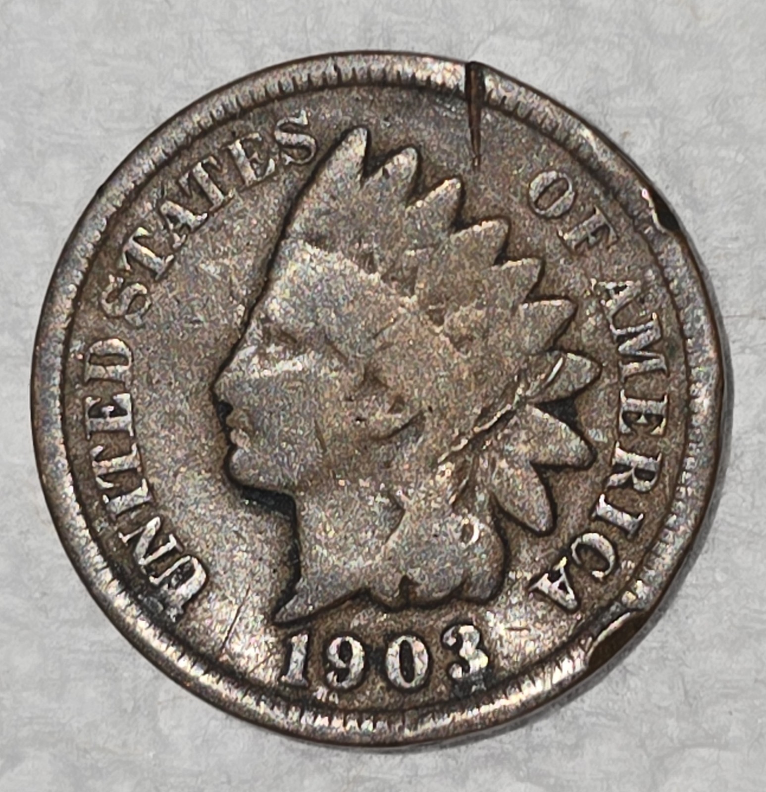 1903 P - Does NOT Sit Flat -  Indian Head Penny Cent Ungraded