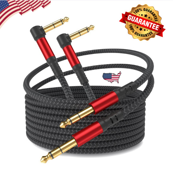 1/4 Inch Cable TRS Guitar Cable 10 Ft 2 Pack Instrument Cable Guitar AMP Cord...