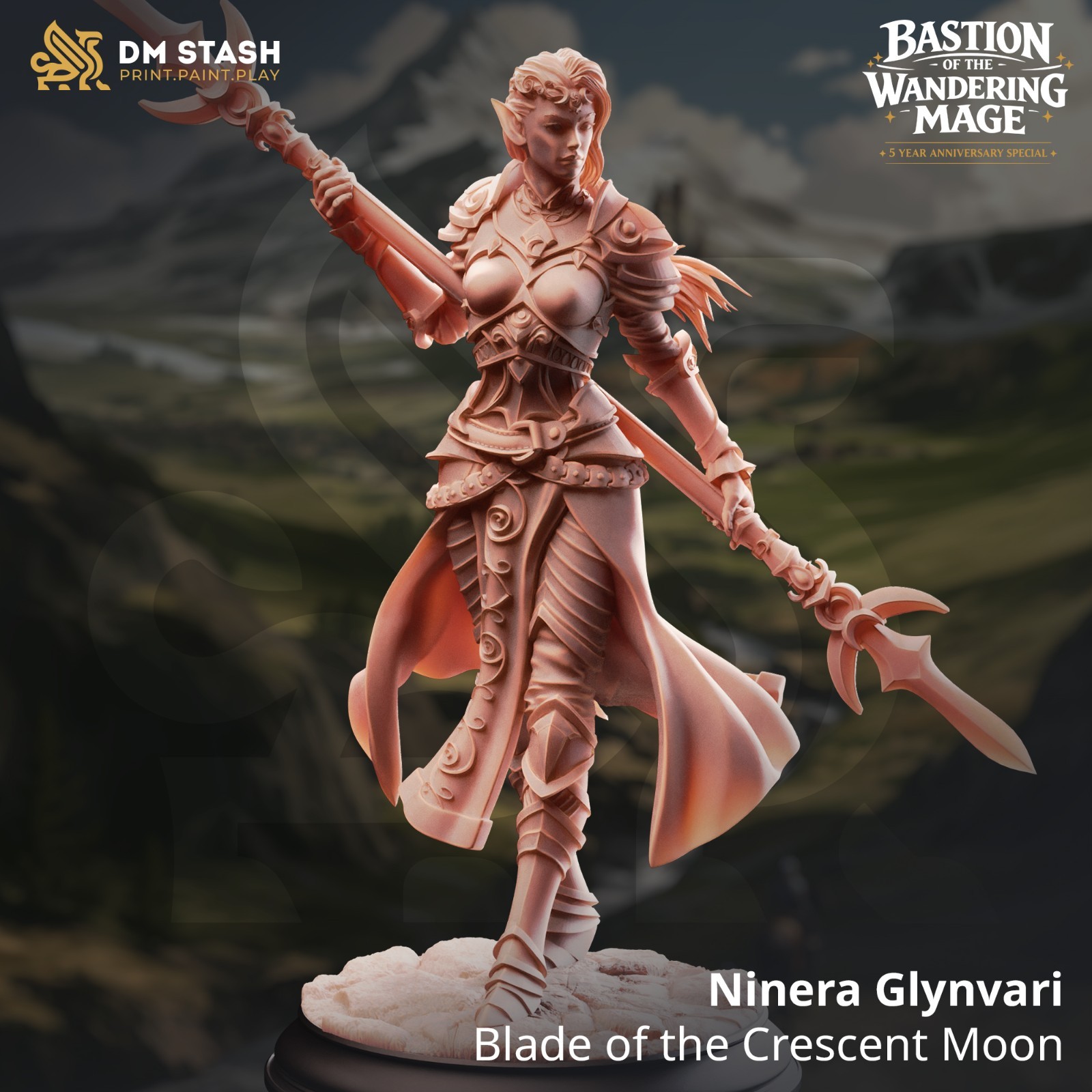 Dungeons & Dragons Elf Paladin Miniature - Ninera Glynvari - DnD RPG Wargames