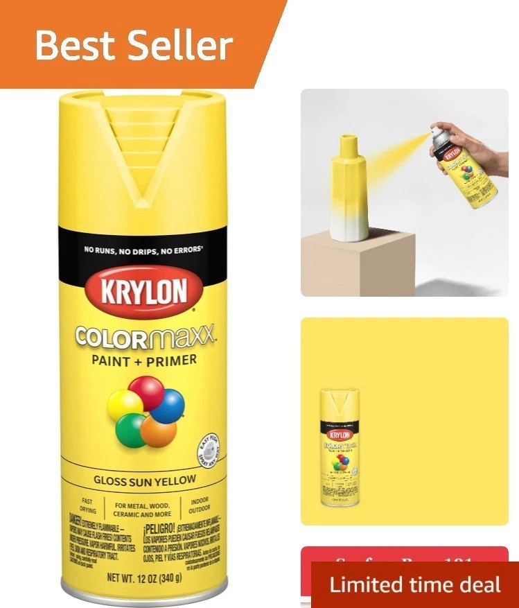 12 Ounce Gloss Sun Yellow Spray Paint - Complete Indoor/Outdoor Coverage