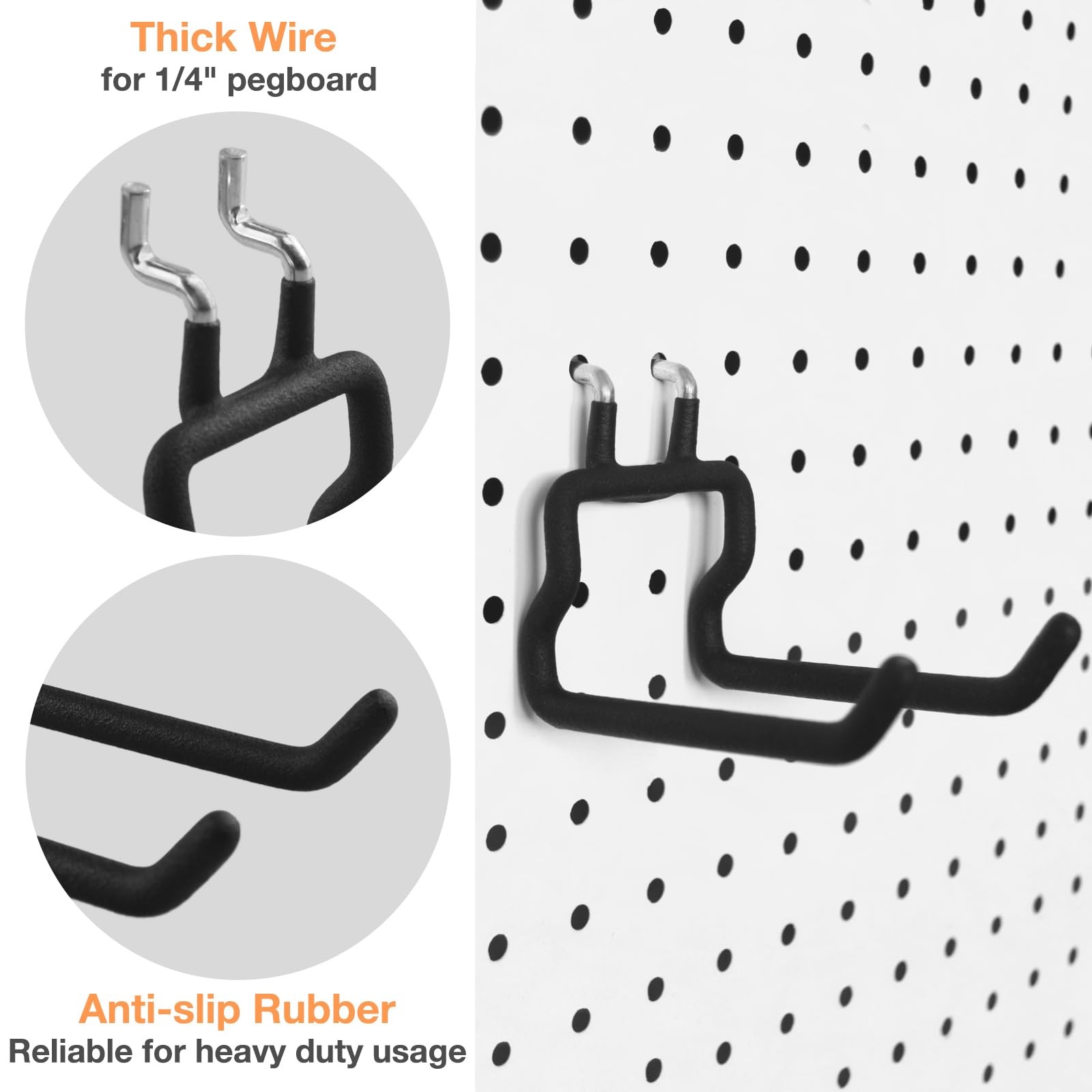 G.CORE 24-Pack Pegboard Hooks, 2" 4" Peg Board Tool Utility Hangers Fit Black