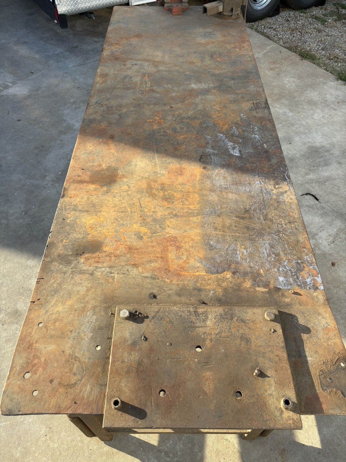 34" x 8' x 3/16" Thick Top Welding Fabrication Layout Table with Vise