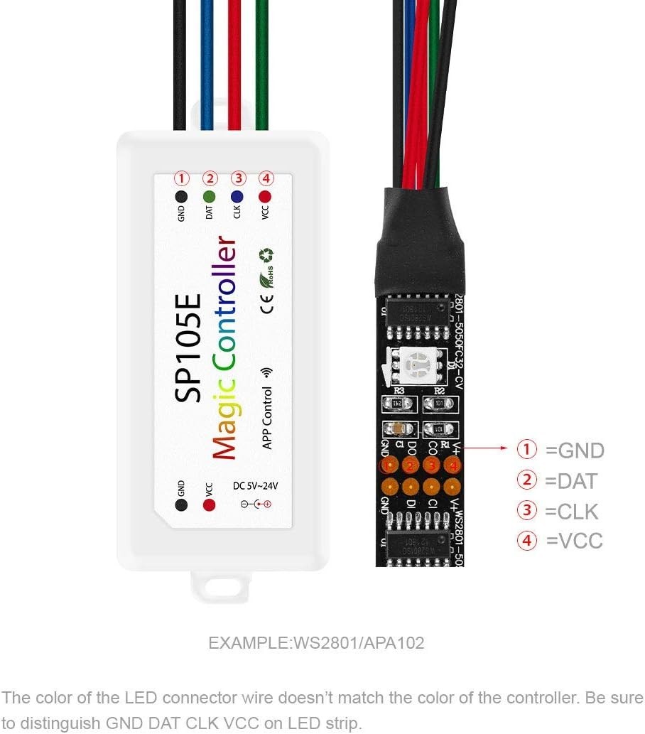 Wireless Bluetooth Controller SP105E iOS/Android APP for WS2811 WS2812B WS281...