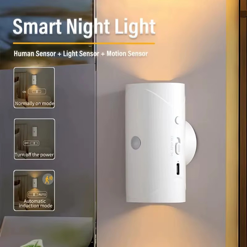 RGB Gradient LED Night Light with Motion Sensor Wall Lamp Rechargeable Ambient L