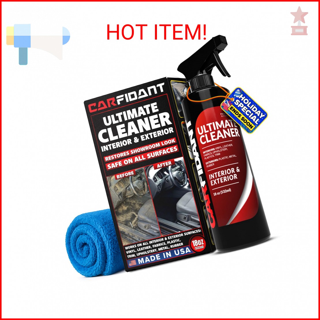 Carfidant Ultimate Cleaner – Car Seat Cleaner & Stain Remover, Upholstery & Inte