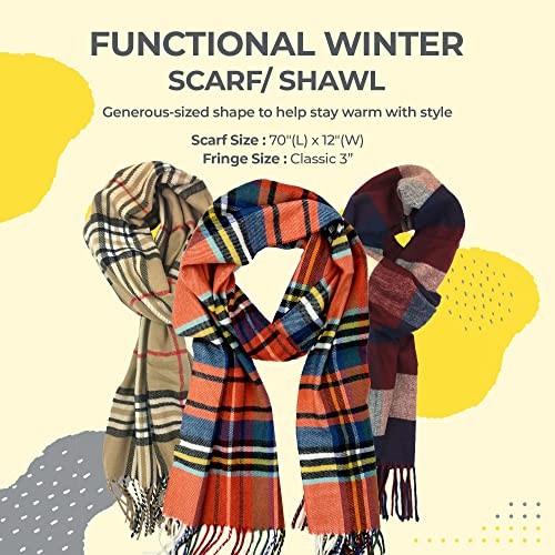 Plaid Check and Solid Cashmere Feel Winter Scarf, Warm Scarfs, Scottish Green