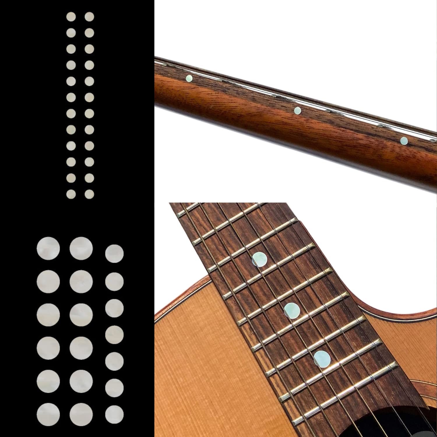 Inlaystickers Inlay Sticker Fret Markers for Guitars & Bass Set, White Pearl