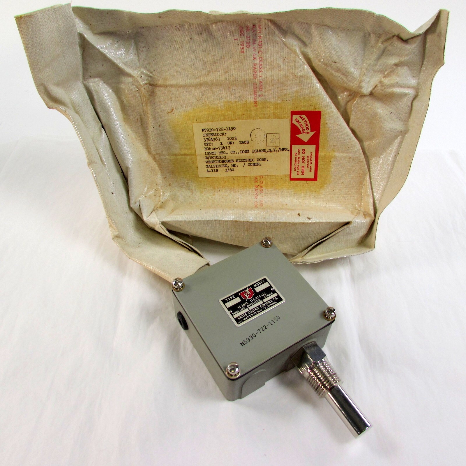 NEW United Electric Controls 5930-00-722-1150 Thermostatic Switch SCU1153