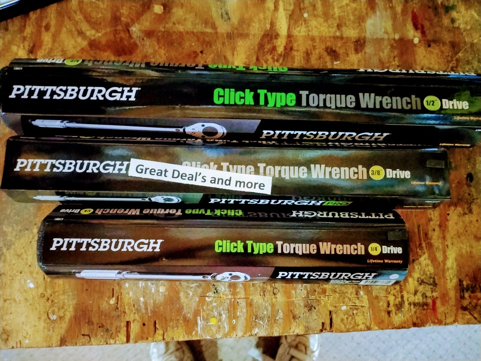 Set of 3- 1/4, 3/8 & 1/2 Drive Click Type Torque Wrench Snap Socket