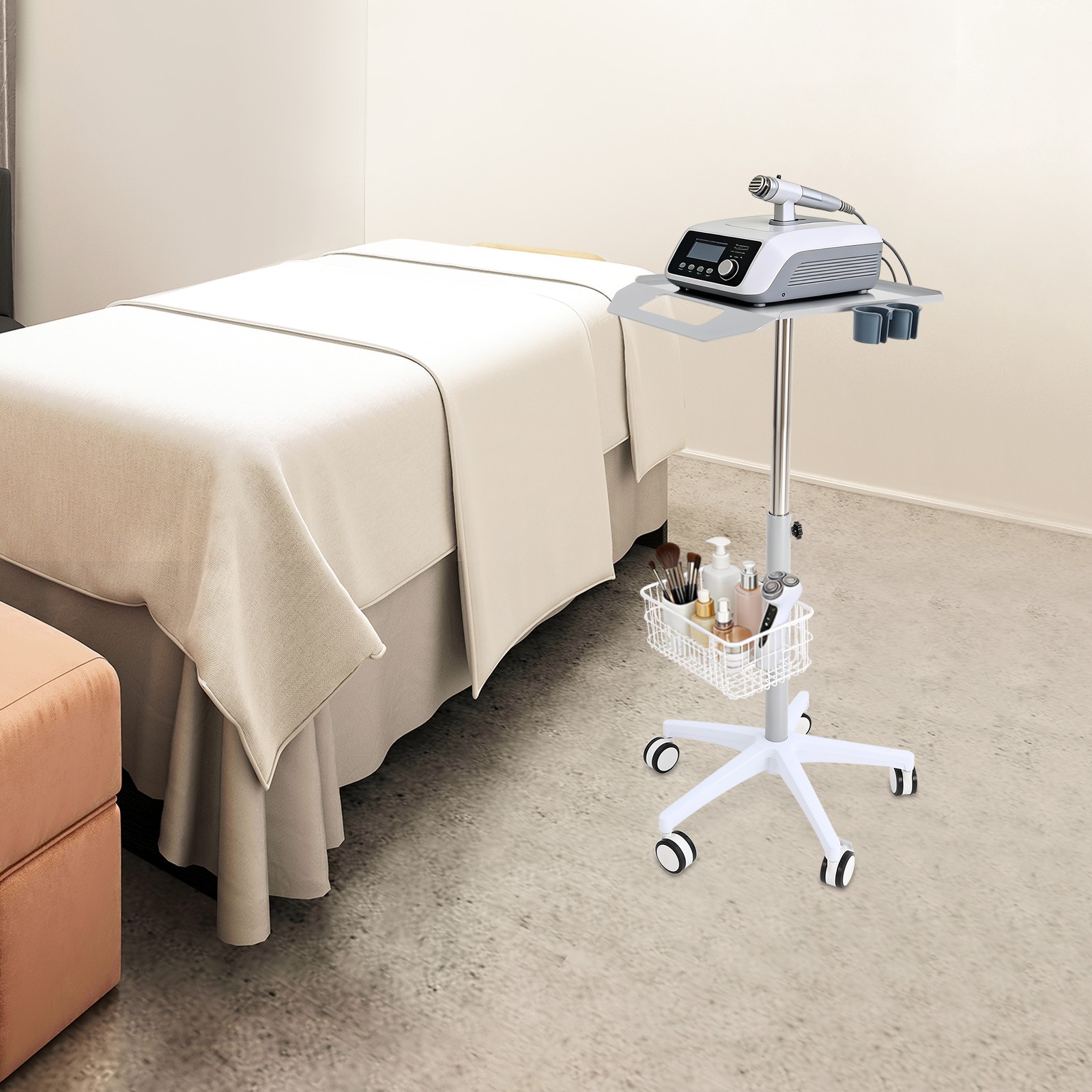 Mobile Rolling Cart Medical Trolley White for Ultrasound Imaging Scanner Cart US