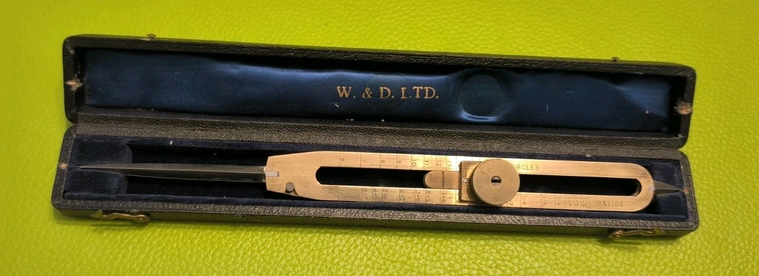 OLD PROPORTIONAL DIVIDERS BRASS & STEEL W & D LDT BOXED 1910-1920s