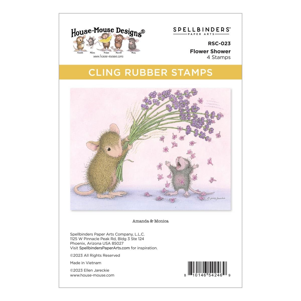Spellbinders RSC-023 Flower Shower Cling Rubber Stamp 3.95 x 3.02 inches, Red
