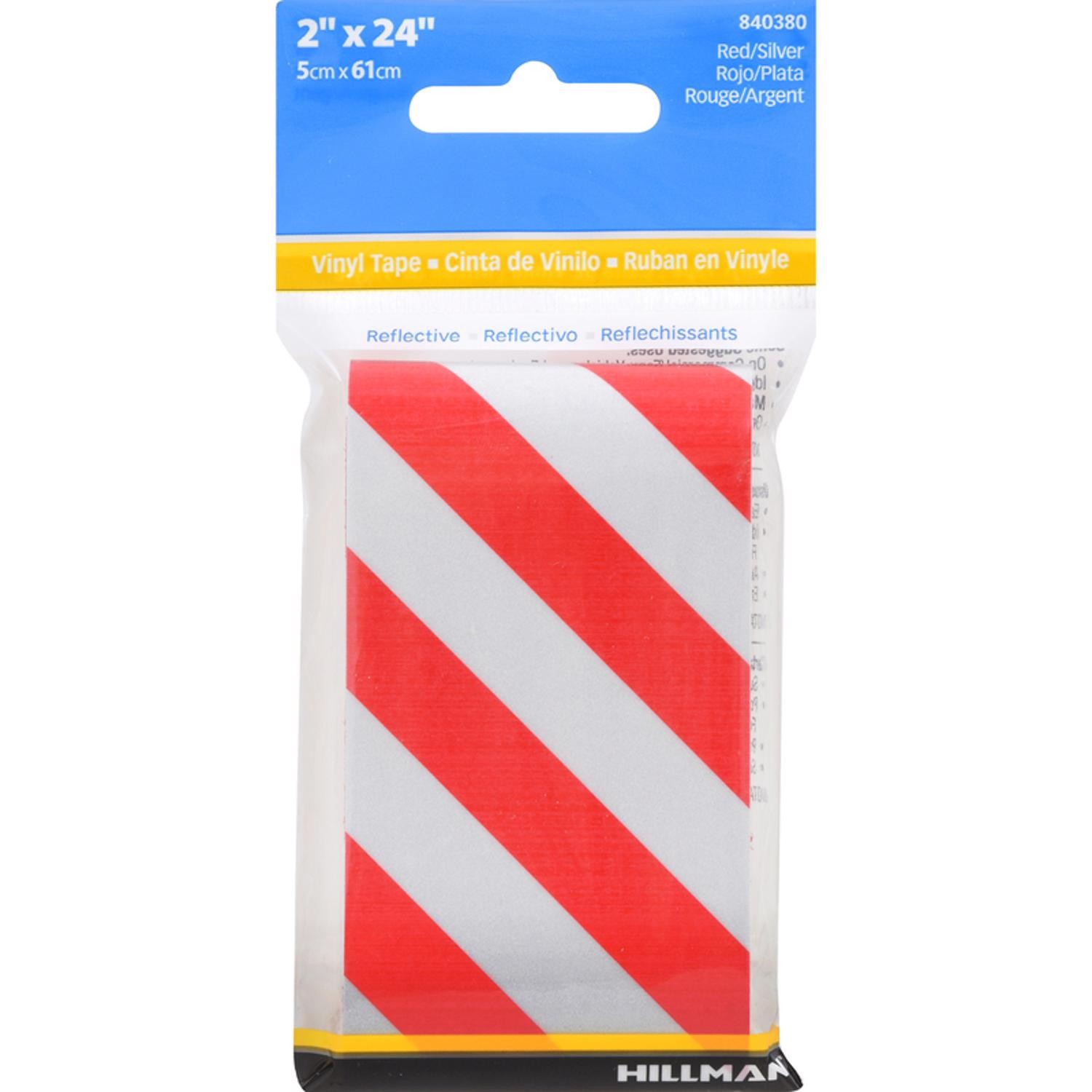 Hillman 840380 Red/White Vinyl Reflective Safety Tape 2 W x 24 H in. (Pack of 5)