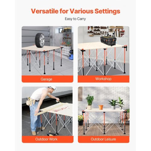 Portable Folding Workstand, 4.15 x 4.15 ft Collapsible Workbench, 3500 lbs Weigh
