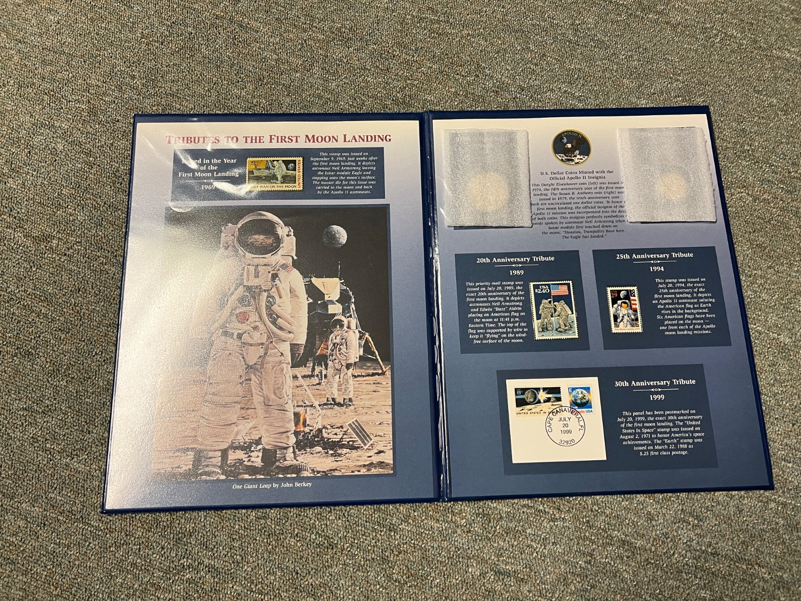 1999 PCS Tributes to the First Moon Landing Coins Stamps Set Apollo 11