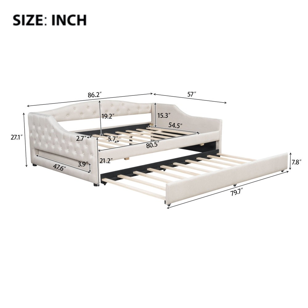 Upholstered Bed with LED Strip Lighting and Casters, Featuring Foam Padding