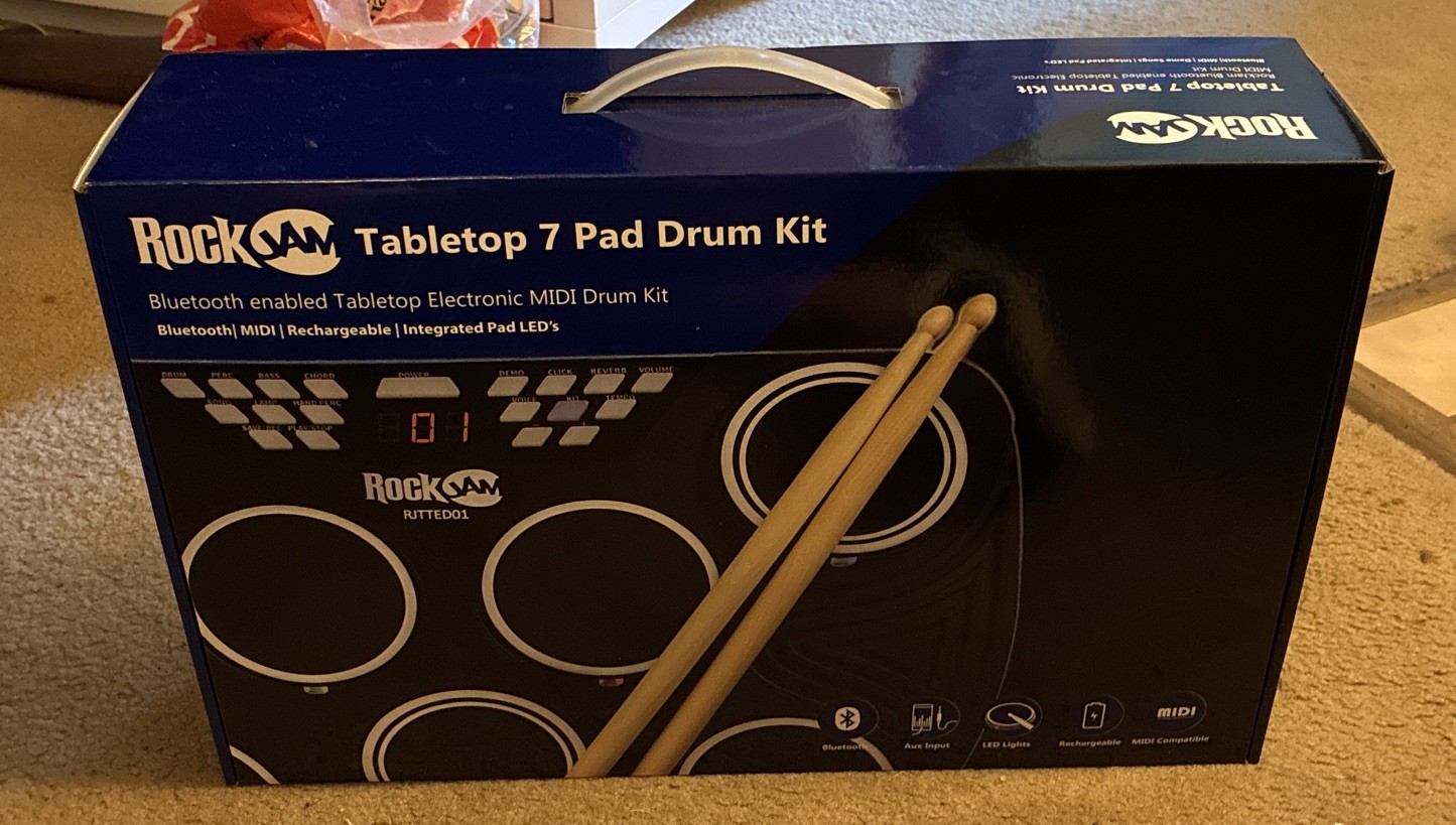 Rock Jam Tabletop 7 Pad Drum Kit NIB Bluetooth Brand New! Sealed L@@K