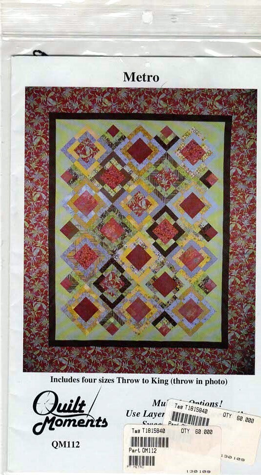 Quilt Moments Pattern Metro Quilt Pattern #QM112 Throws to King NIP