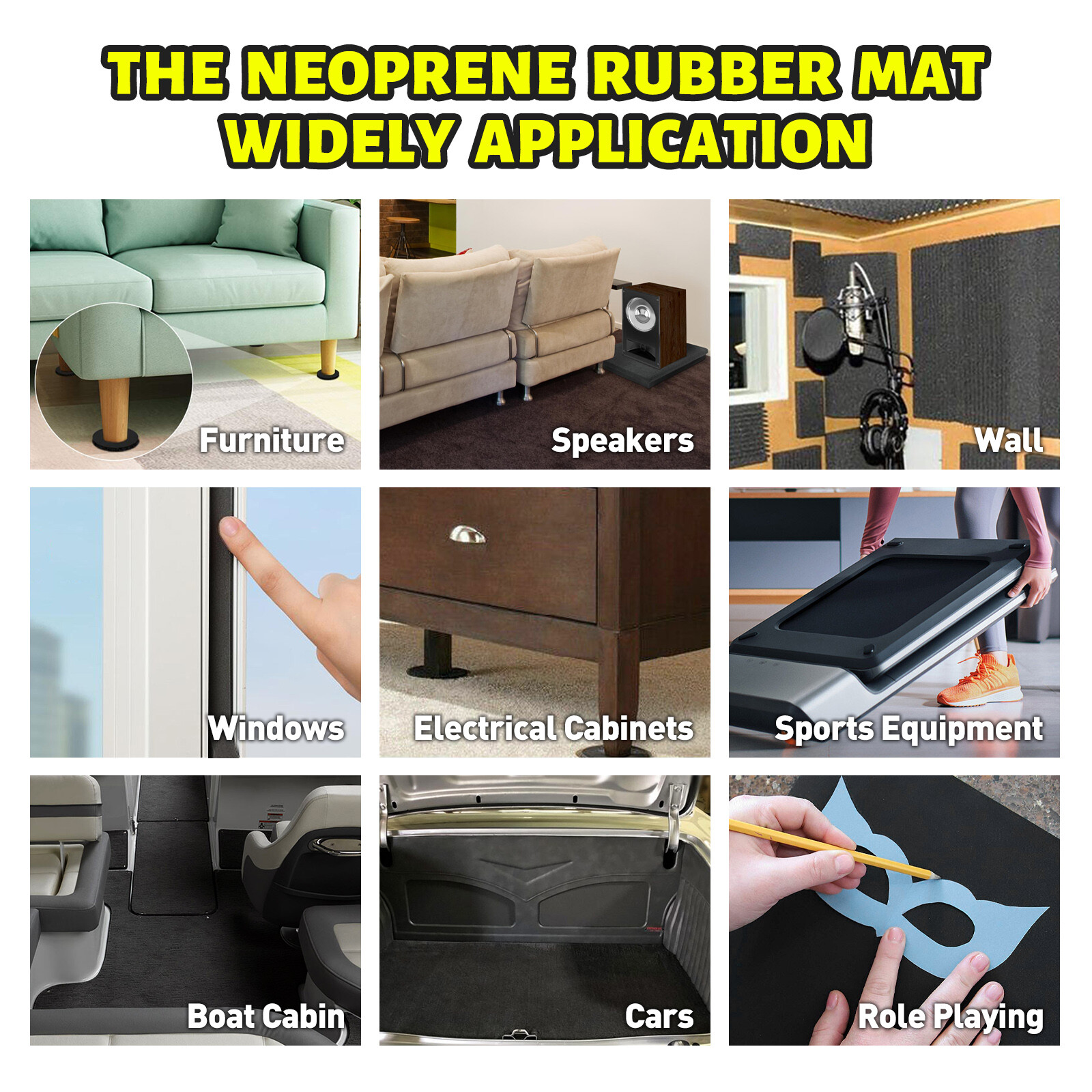 12" x 59" Black High Density Upholstery Foam Couch Mat Replacement Padding 4/5"