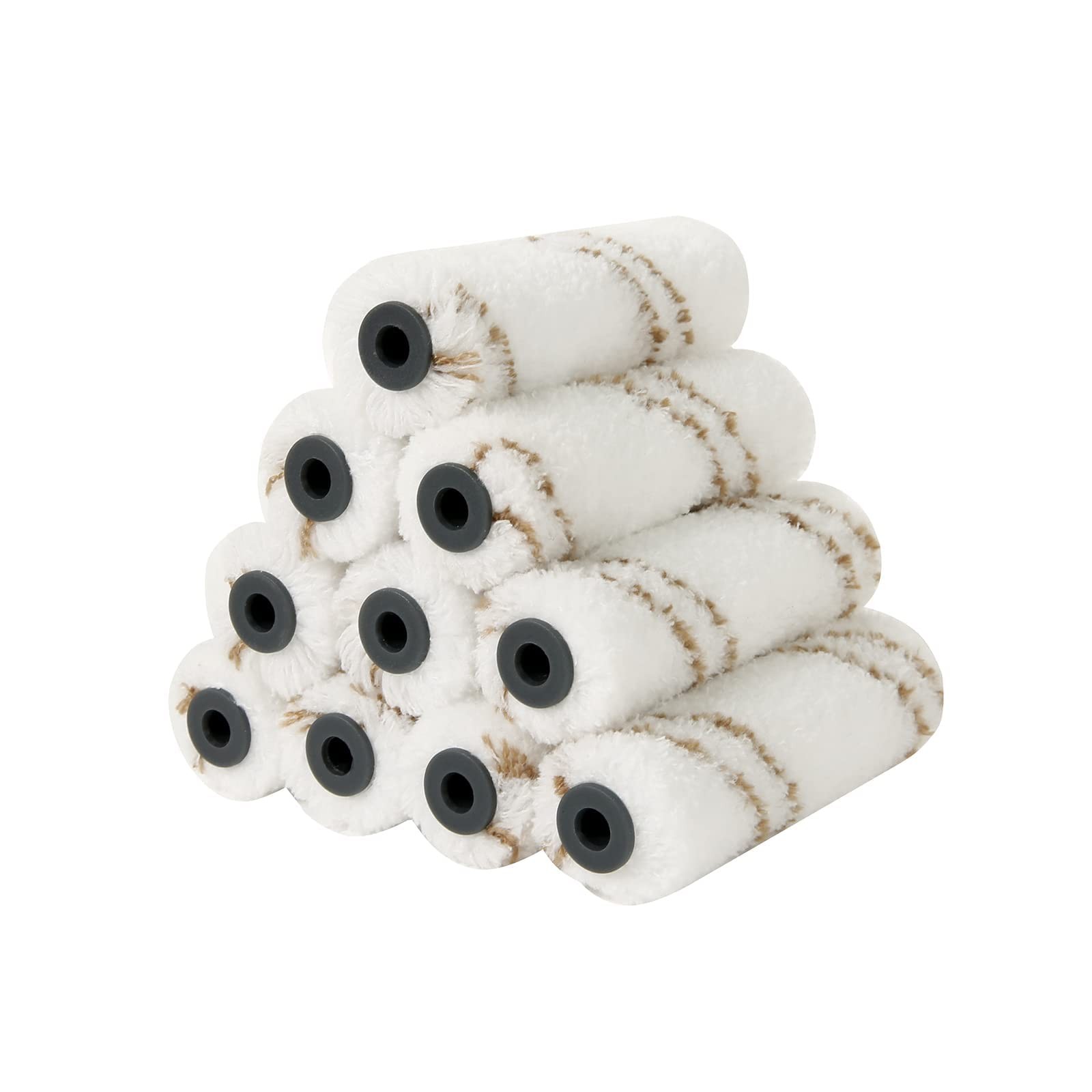 Mister Rui Microfiber Paint Roller 4 Inch, 10 4 Inch,10 Pack, White+Brown