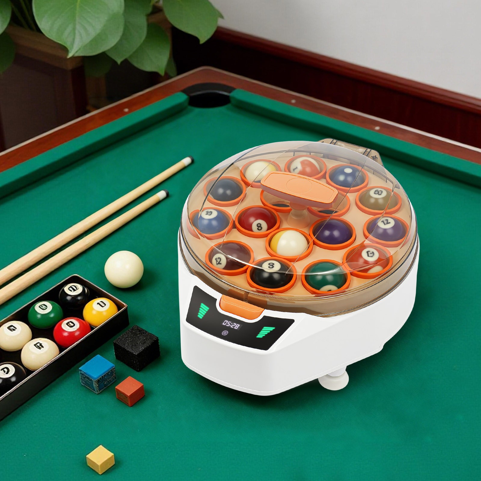Automatic Pool Ball Cleaner 16 Balls Electric Polisher 2000RPM LCD Screen US