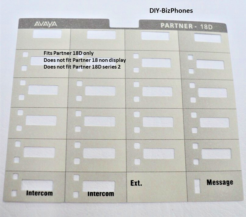 5-Pack Lot Paper Desi Label Strip Avaya Partner-18D Series-1 Phone Euro Lucent