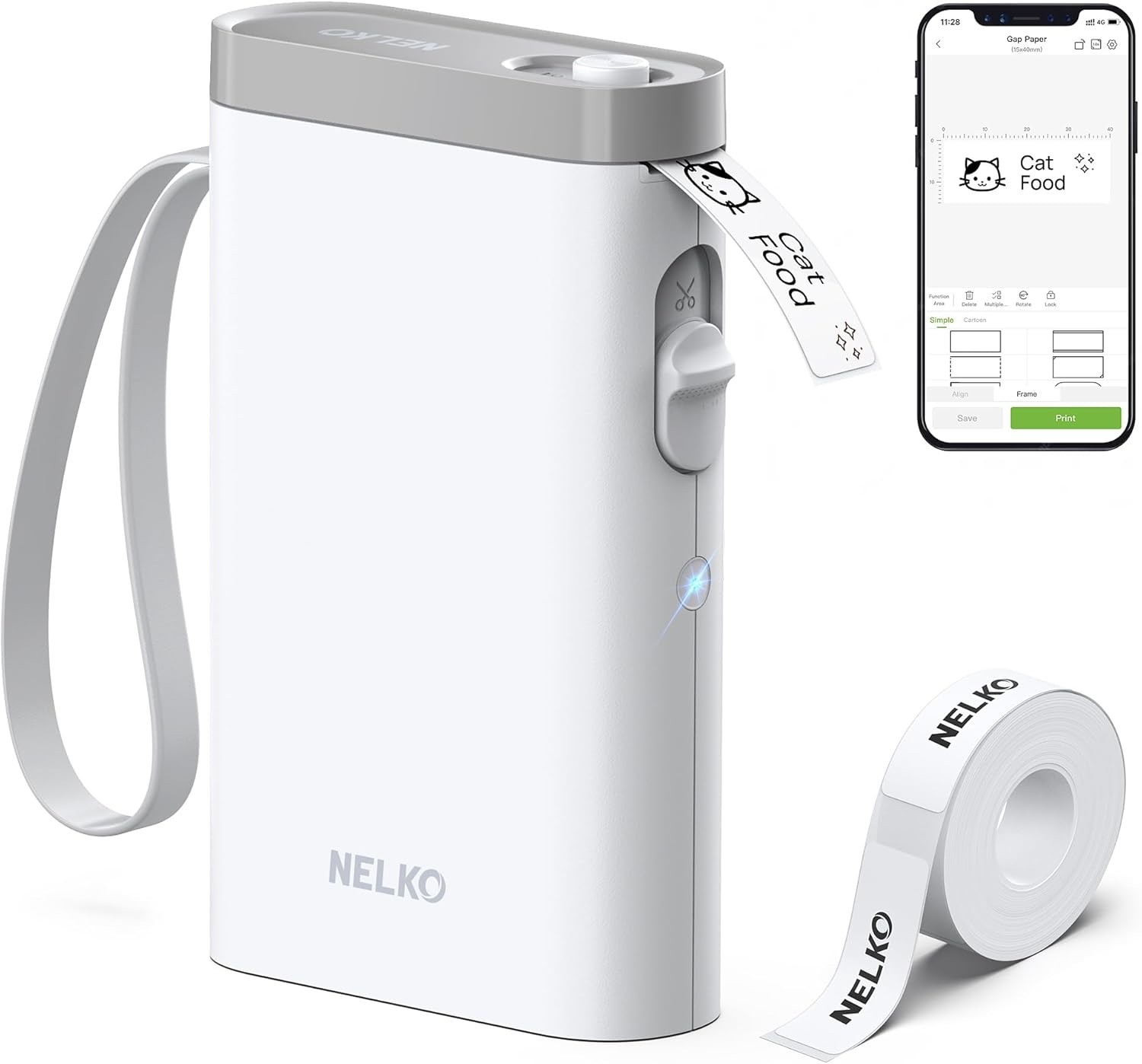 Nelko Label Maker Machine with Tape, P21 Bluetooth Wireless Mini Printer - White