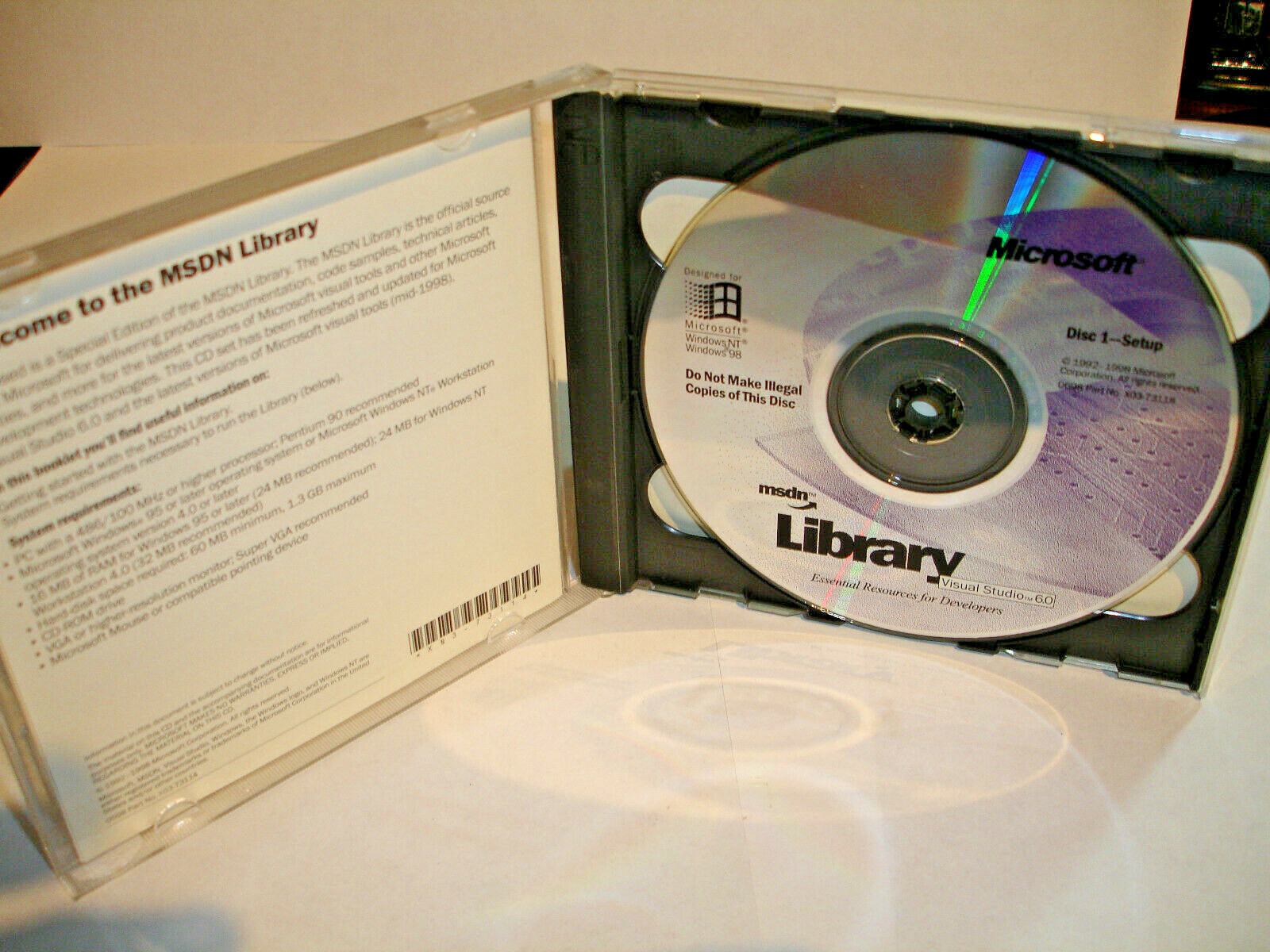 MSDN Microsoft Visual Studio 6.0 Original CD and case