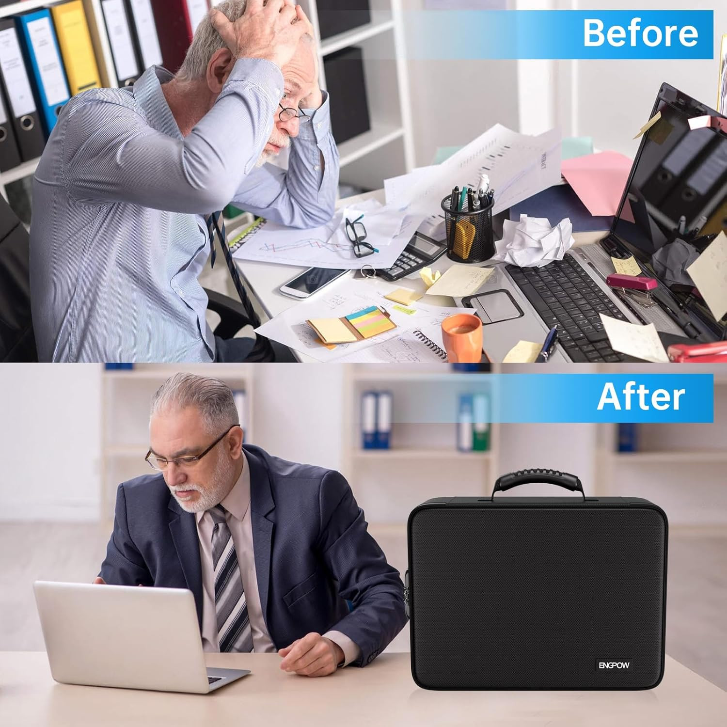 Fireproof Document Organizer Bag with 13 Pockets and Lockable Storage