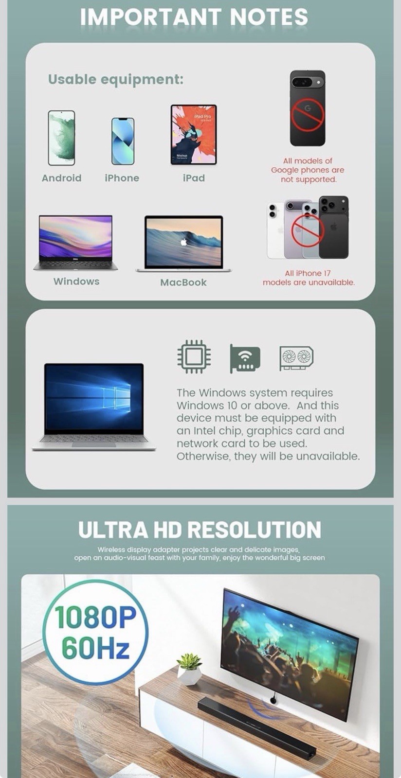 Wireless HDMI Display Dongle Adapter