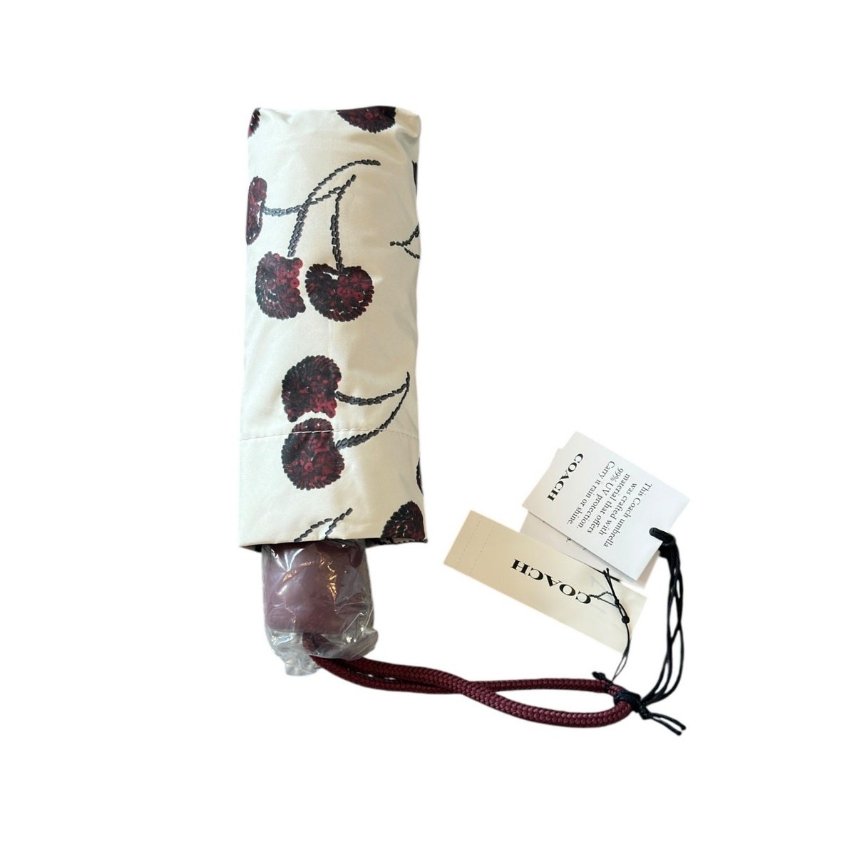 Coach Uv Protection Mini Umbrella With Cherry Print