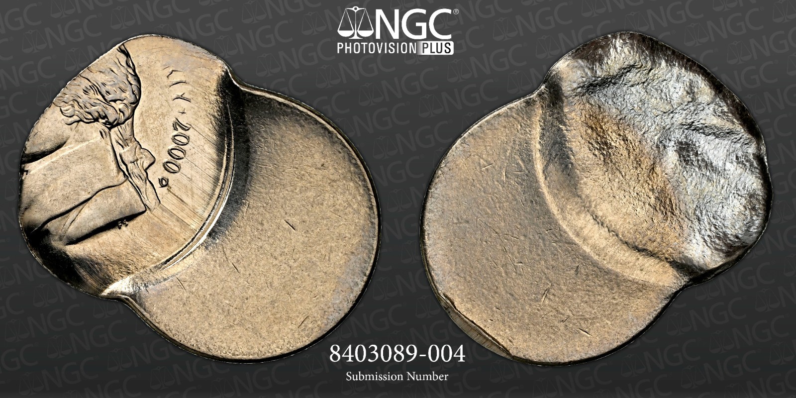 2000-D 5C JEFFERSON NICKEL NGC MS63 DRAMATIC "MINT ERROR STRUCK 55% OFF CENTER"