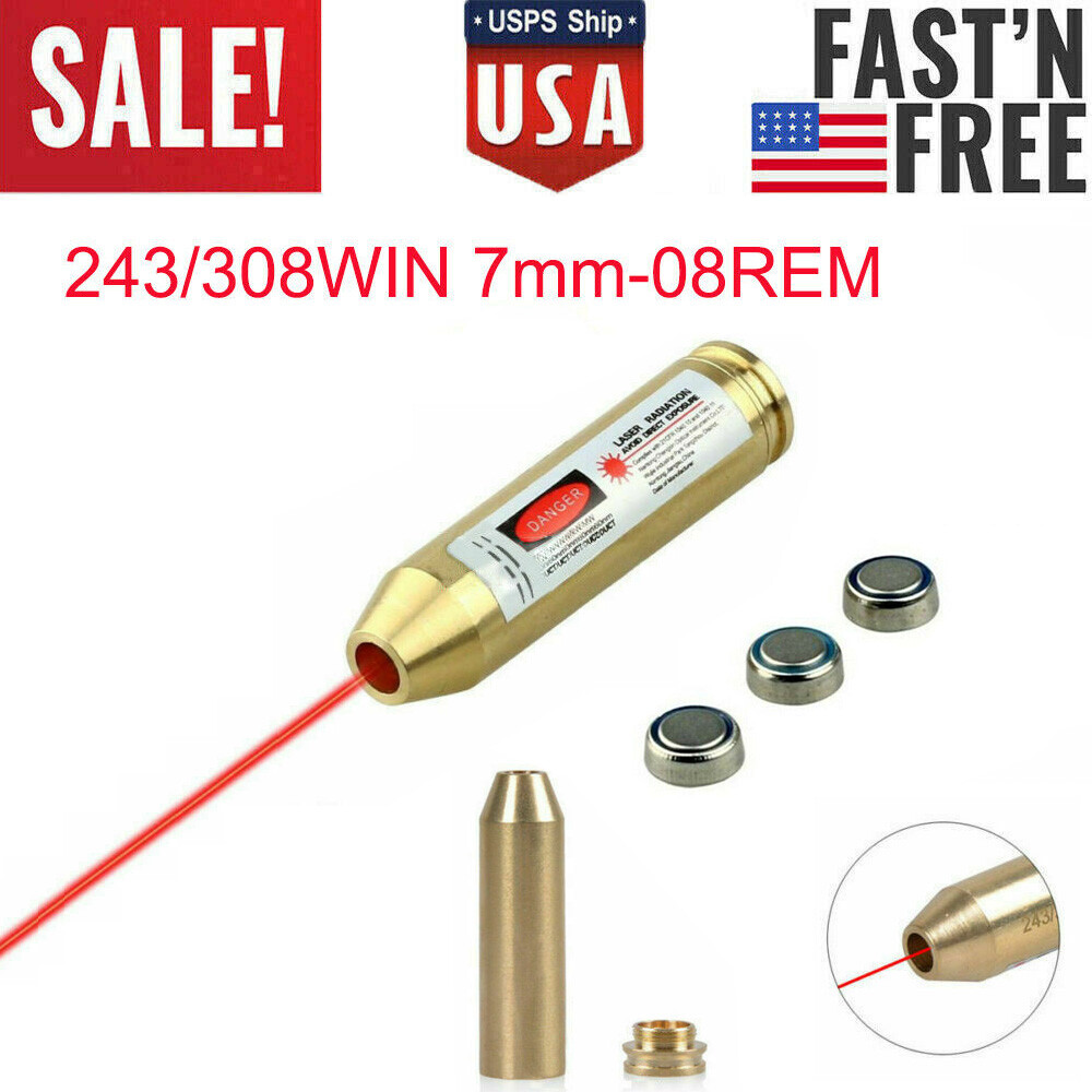 Bore Sighter 243/308WIN 7mm-08REM Laser Cartridge Sight boresighter Copper Scope