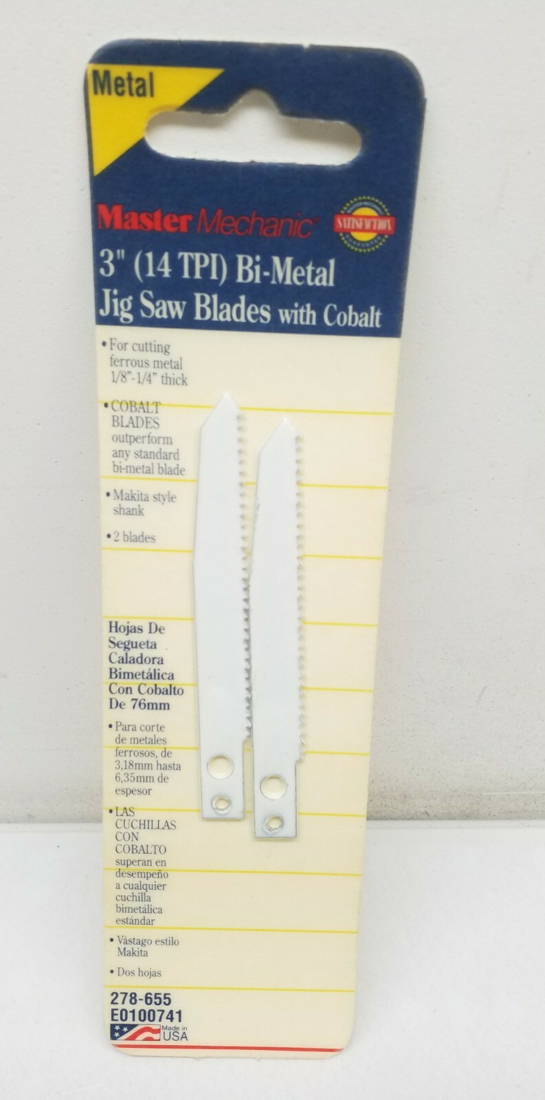 278-655 Master Mechanic Jigsaw Blades 3" 14 TPI Bi-Metal Made In USA