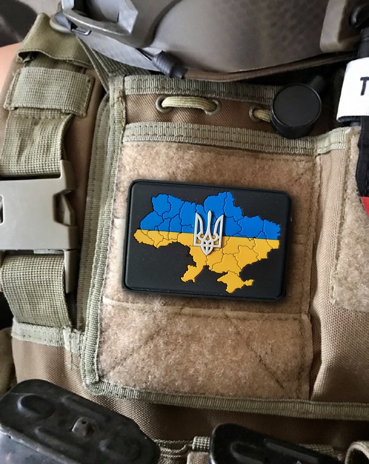 Army Morale Patch Ukrainian Map with TRIDENT FLAG Badge Ukraine War 3D PVC Hook