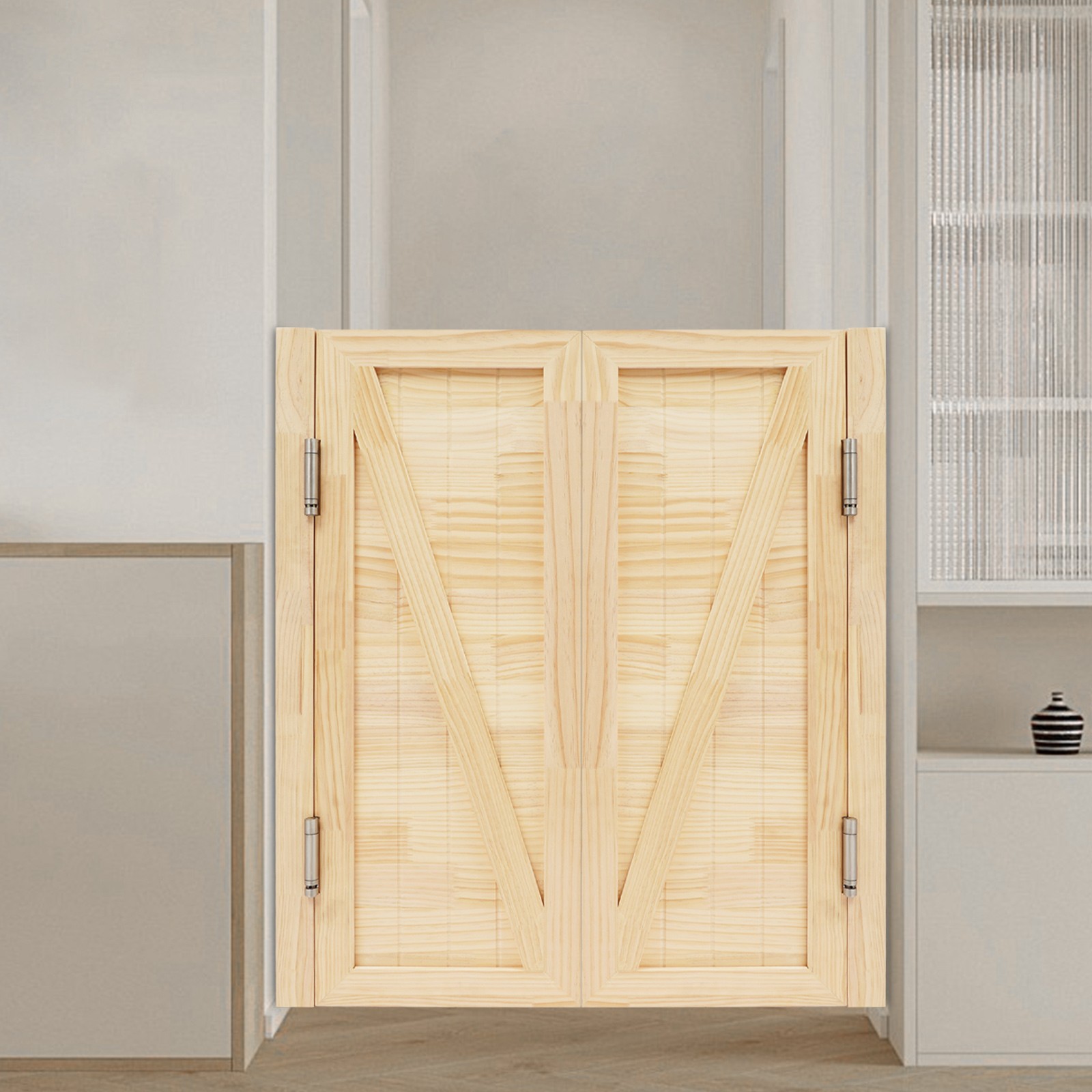 Entrance Partition Doors Solid Wood Double-Door Leaf Partition Door 80x90cm
