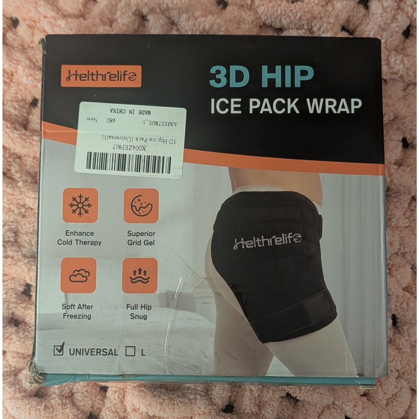 Helthrelife 3D Hip Ice Pack Wrap 2-Layer Cooling Gel Hip Replacement Surgery