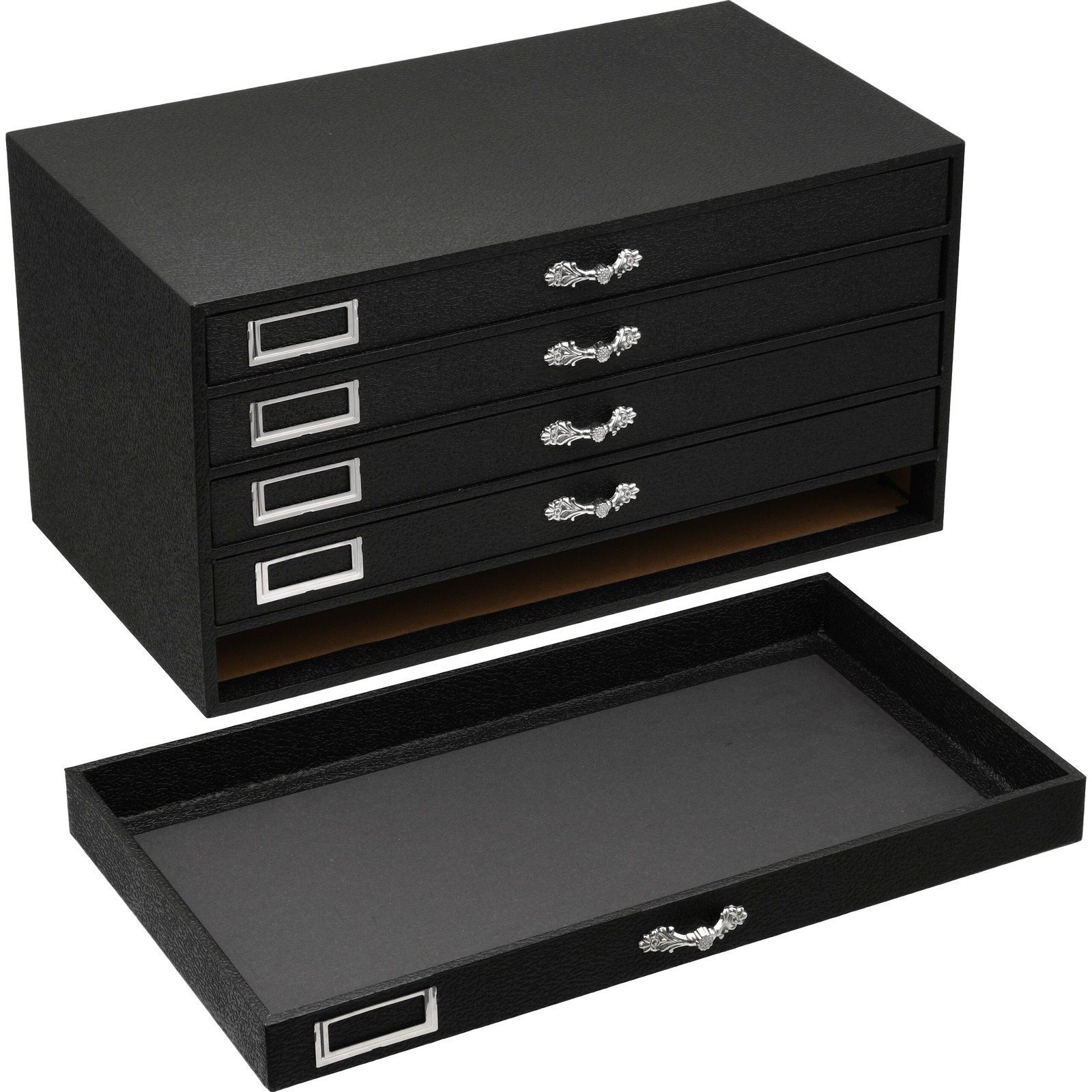 5 Drawer Jewelry Organizer, Storage Display Case Box Black New