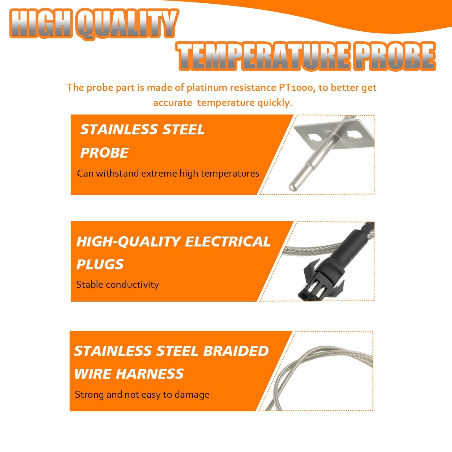 HUAREW RTD Grill Internal Temperature Probe, Sensor Replacement for Pit Boss...