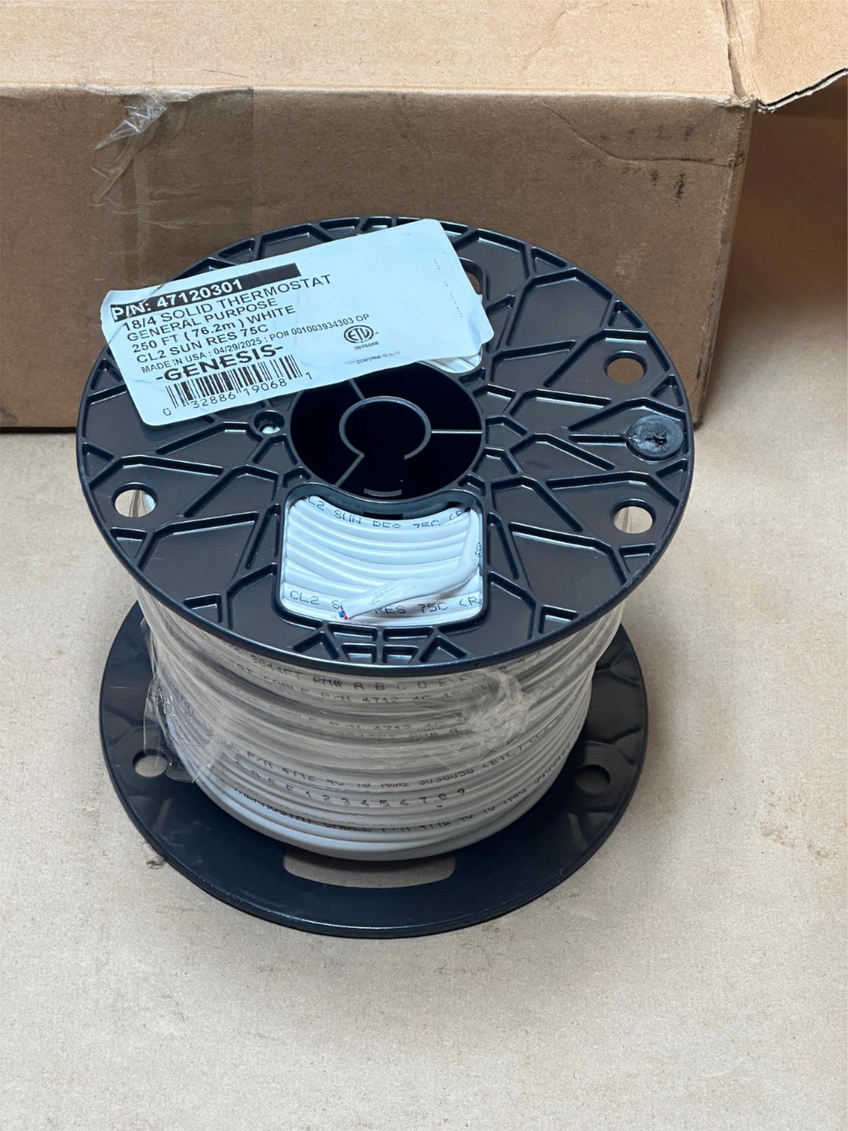 250' Genesis White 18/4 Solid Thermostat General Purpose Wire Cable
