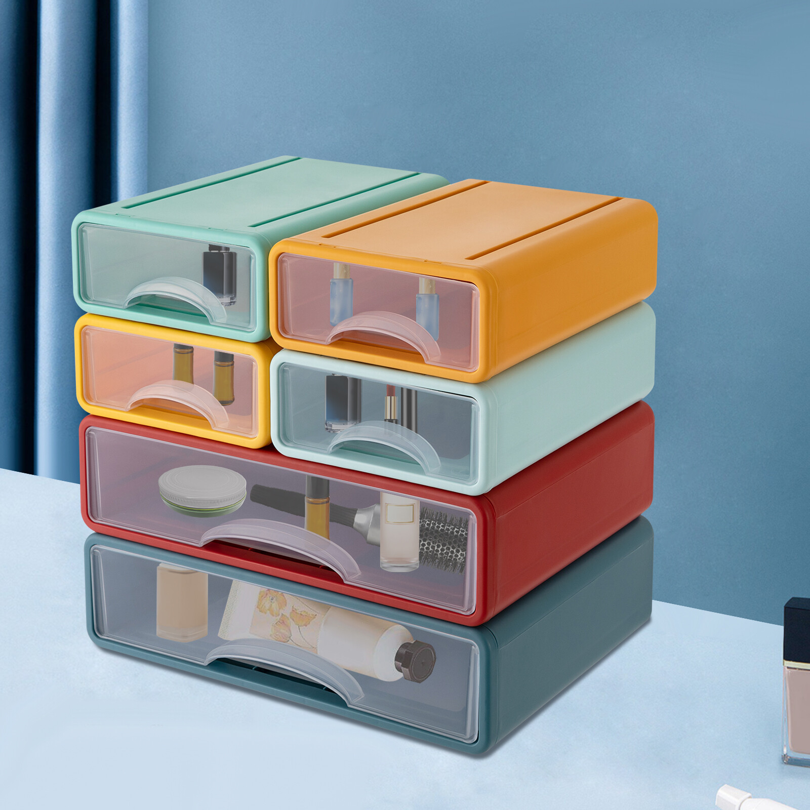 6PCS Drawers Stackable Organizer Case Desktop Drawer Storage Organizers