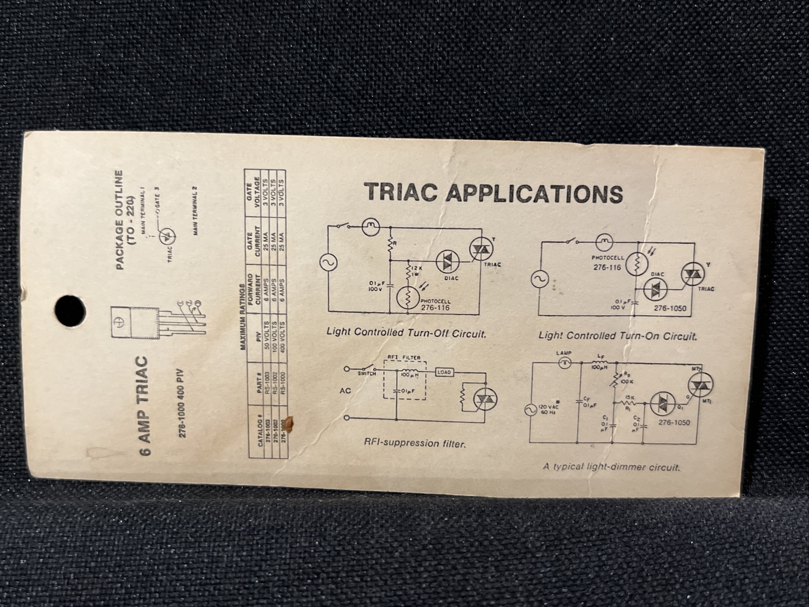 Vintage Archer 400 Volt Triac 6 amp NOS