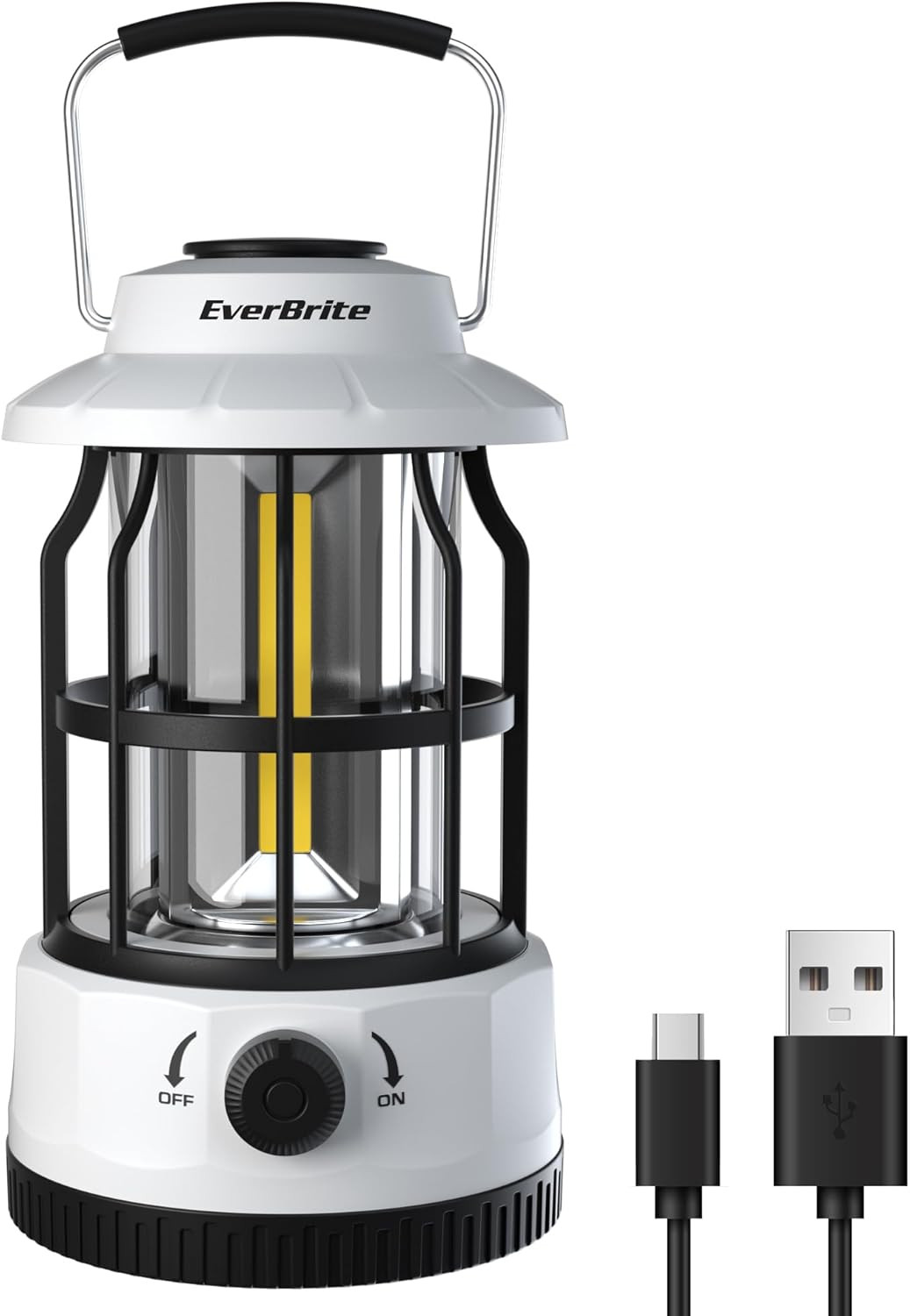 Everbrite LED Camping Lantern, USB C Rechargeable with Stepless Dimming, Vintage