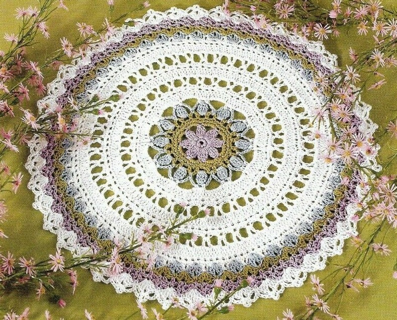 FLOWER WHEEL DOILY 12" HOME DECOR CROCHET PATTERN INSTRUCTIONS