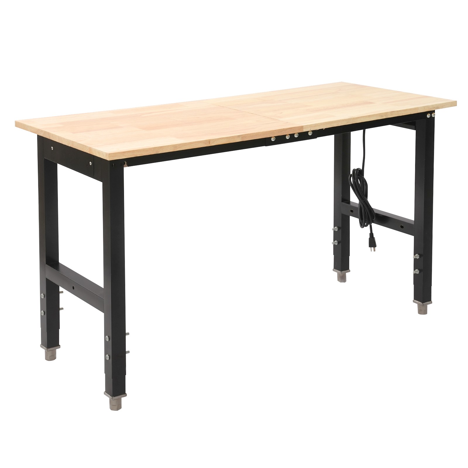 Height Adjustable Workbench with Power Outlets Heavy-Duty Work Table 110V
