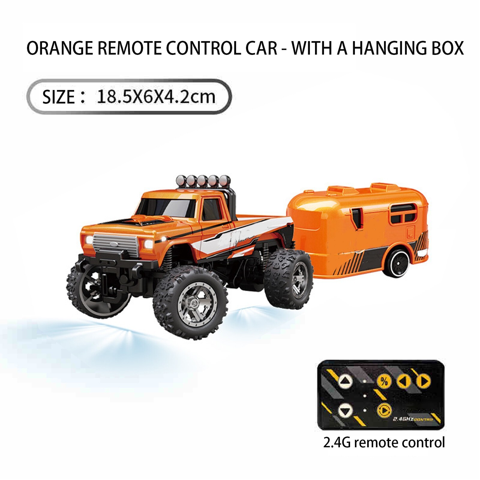 Mini RC Monster Truck USBC Rechargeable Underflow with Trailer,1:64 Scale Alloy