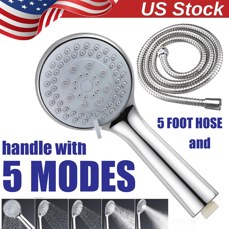 High Pressure Shower Head 5 Settings Handheld Shower Heads Spray With 5 FT Hose